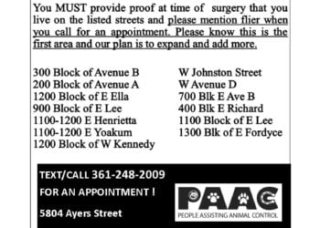 PAAC Flyer for kingsville free spay and neuter