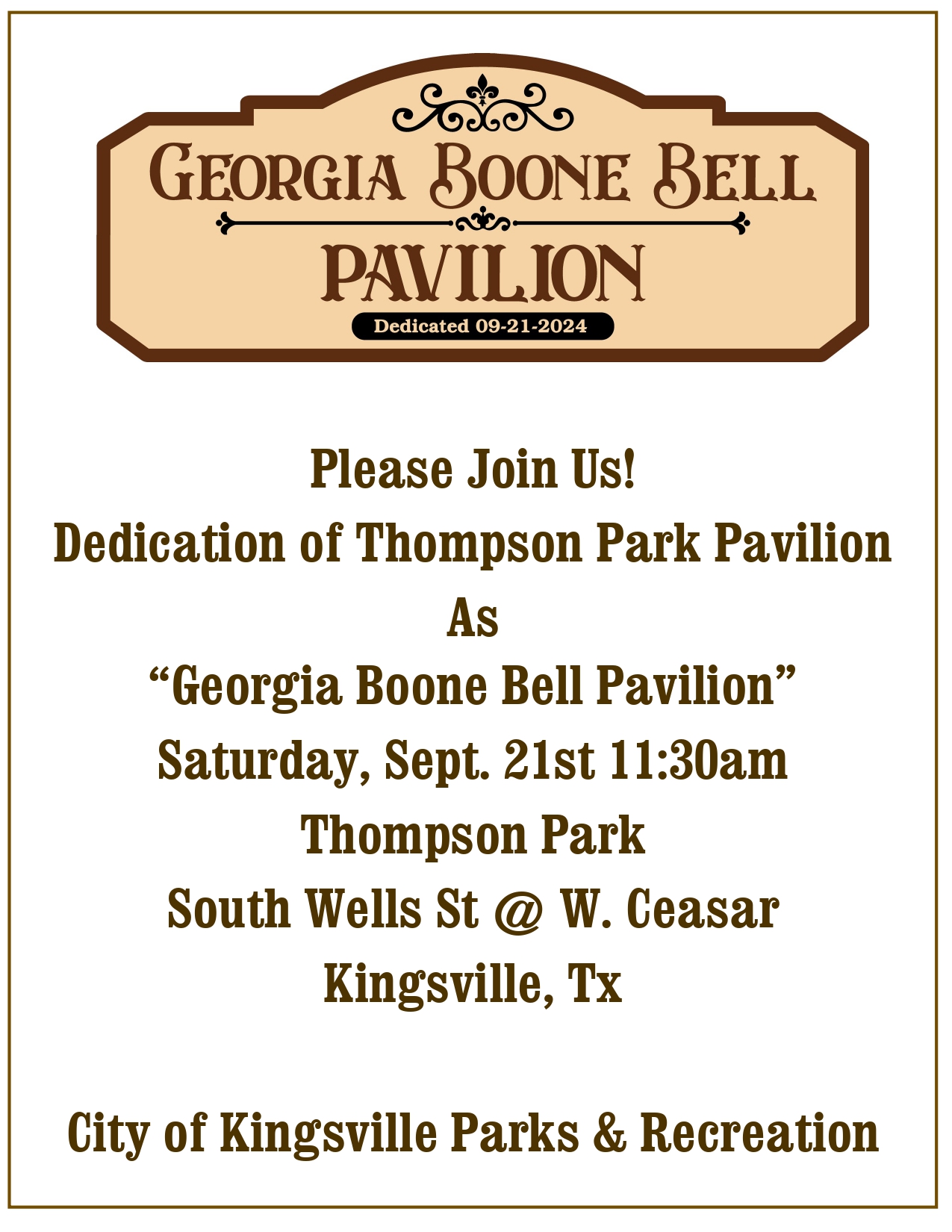 Dedication of Thompson Park Pavilion As Boone Bell Pavilion
